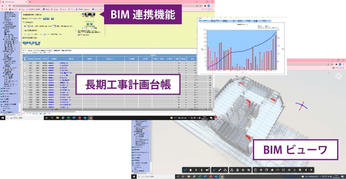 BIM連携機能・長期工事計画害鳥・BIMビューワ